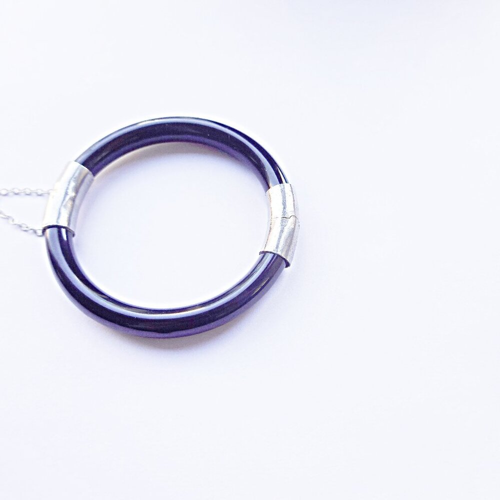 Black Gemstone Bangle Bracelet - image 1